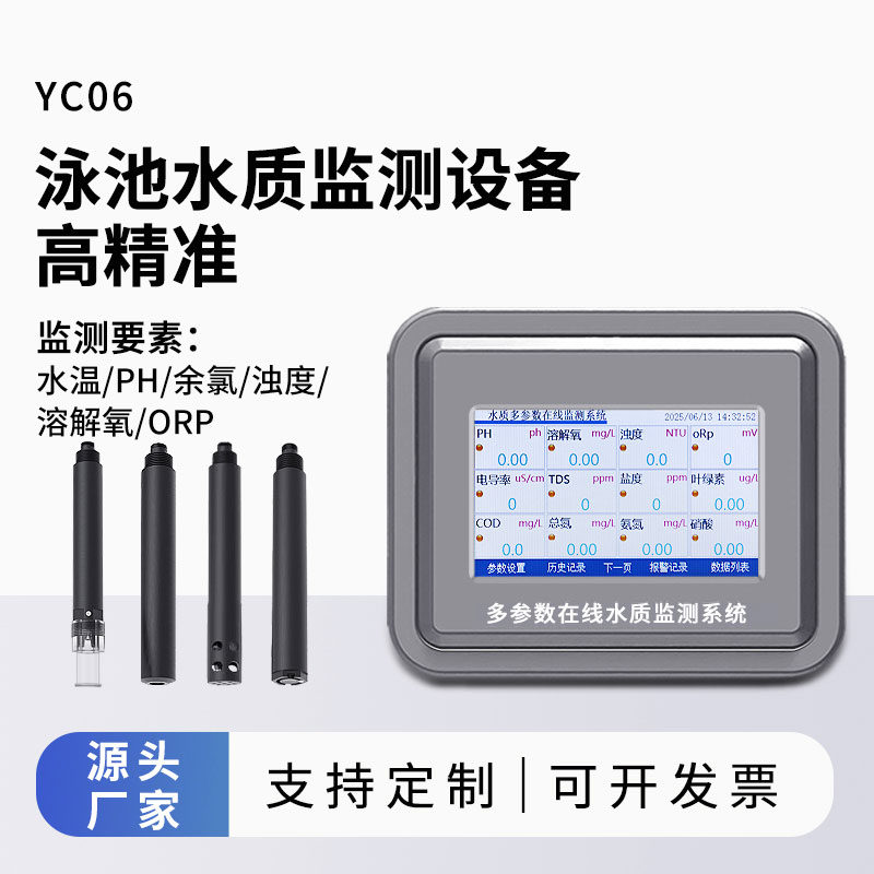 泳池水質(zhì)監(jiān)測參數(shù)（水溫、ph、余氯、濁度、溶解氧、orp）